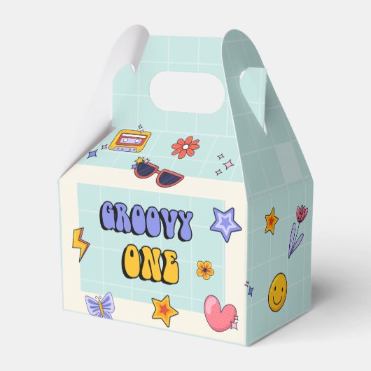 グルービワンヒッピーレトロ誕生日パーティー フェイバーボックス (正面サイド)