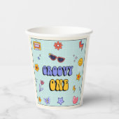 グルービワンヒッピーレトロ誕生日パーティー 紙コップ (正面)