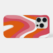 グルービーで楽しいカラフルオレンジとピンクの渦巻き iPhoneケース (裏面横)