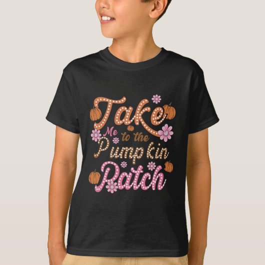 グルービーなカボチャ畑へ連れてって オータム 落ち葉 Tシャツ (正面)