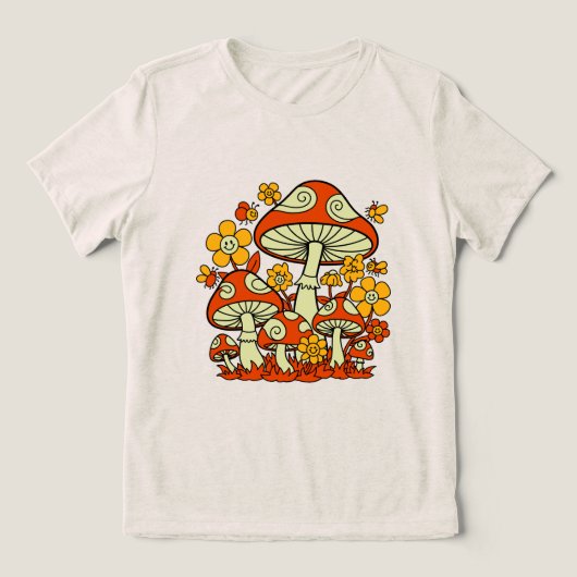 グルービーなキノコの庭の喜び トライブレンドTシャツ (デザイン正面)
