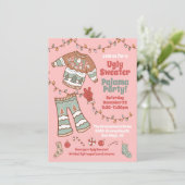 グルービーなクリスマスヒッピーのダサいスウェットパジャマパーティー 招待状 (スタンド正面)