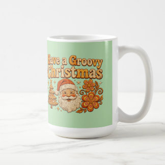 グルービーなクリスマス レトロサンタTシャツ コーヒーマグカップ