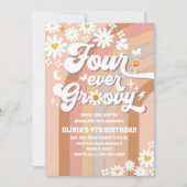 グルービーなダイジー レトロ 誕生日招待状 招待状 (正面)