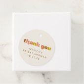 グルービーなテラコッタピーチ レトロ テキスト カスタム シャワー フェイバータグ (インサイチュ)