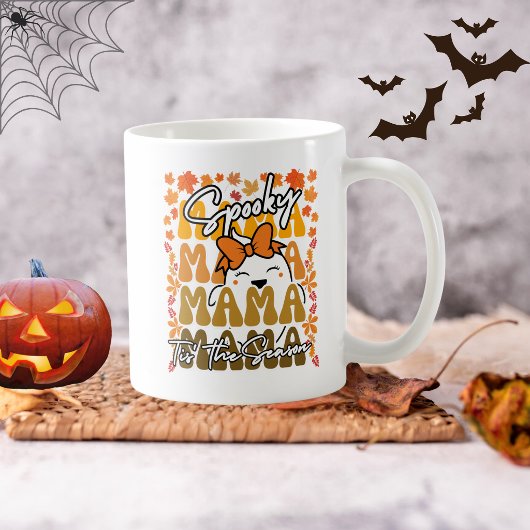 グルービーなハロウィンママのかわいい幽霊の秋 コーヒーマグカップ