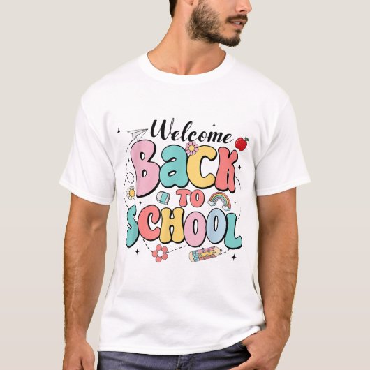 グルービーなバックトゥスクールTシャツ 先生 男子  Tシャツ (正面)