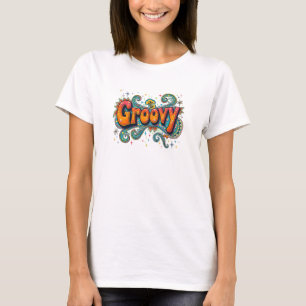 グルービーなレトロサイケデリック70年代ファンキーなヒッピーの芸術 Tシャツ