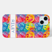 グルービーなレトロヒッピー・ピースサインのオリジナルデザイン Case-Mate iPhoneケース (裏面 (横))