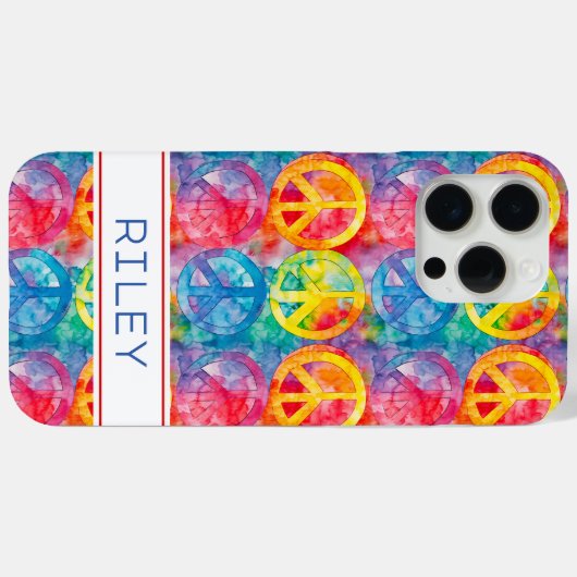 グルービーなレトロヒッピー・ピースサインのオリジナルデザイン Case-Mate iPhoneケース (裏面 (横))
