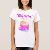 グルービーなレトロピンクのリンク巡航 Tシャツ (正面)