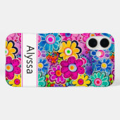 グルービーなレトロ フラワー柄 オリジナル デザイン Case-Mate iPhoneケース (裏面 (横))