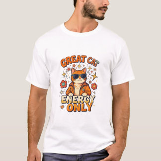 グルービーな偉大な猫のエネルギーレトロクールな猫のデザイン Tシャツ