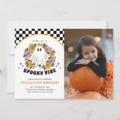 グルービーな女子のハロウィン誕生日 写真招待状 招待状 (正面)