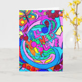 グルービーな平和と愛のグリーティングカード カード (黄色い花)