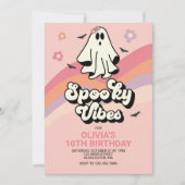 グルービーな幽霊のレトロハロウィン誕生日招待状 招待状 (正面)