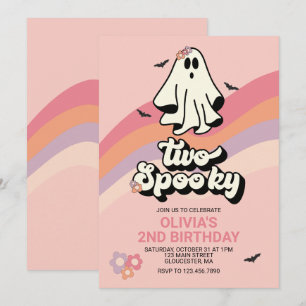 グルービーな幽霊のレトロハロウィン2歳の誕生日 招待状