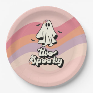 グルービーな幽霊のレトロハロウィン2SPOOKYバースデー ペーパープレート