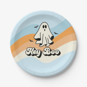 グルービーな幽霊のレトロハロウィン Hey Boo スプーキー ペーパープレート