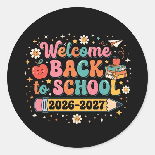 グルービーな新学期おめでとう 2026-2027 先生 ラウンドシール (正面)