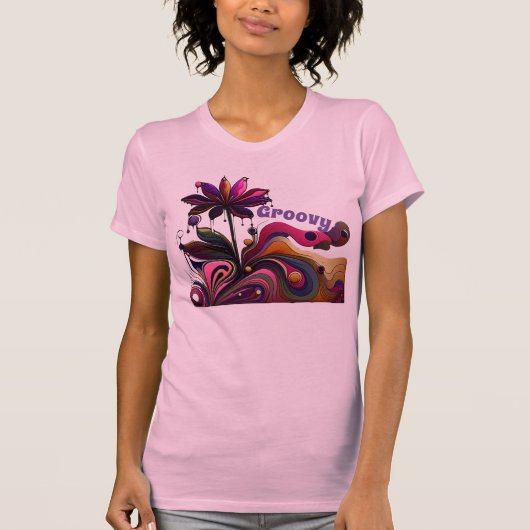 グルービーな花の女性用 Tシャツ (正面)