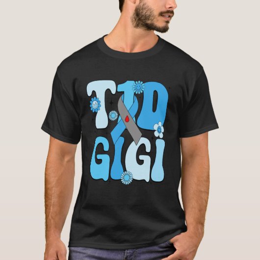 グルービーな1型糖尿病のギギ 1型糖尿病啓発月間 Tシャツ (正面)