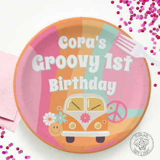 グルービーな1歳の誕生日 ペーパープレート