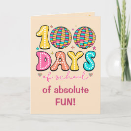 グルービーな100日間の学校 レトロカラフルディスコ カード