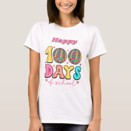 グルービーな100日間の学校 レトロカラフルディスコ Tシャツ