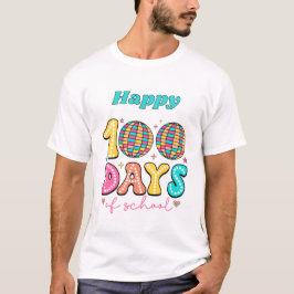 グルービーな100日間の学校 レトロカラフルディスコ Tシャツ