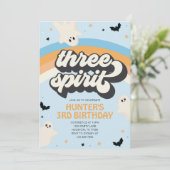 グルービーな3つのスピリット男子の3歳誕生日ハロウィン 招待状 (スタンド正面)