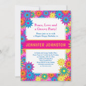 グルービーな60年代 テーマ フラワーパワー 誕生日 招待状 (正面)
