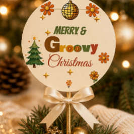 グルービーな70年代のクリスマスパーティー ラウンドシール