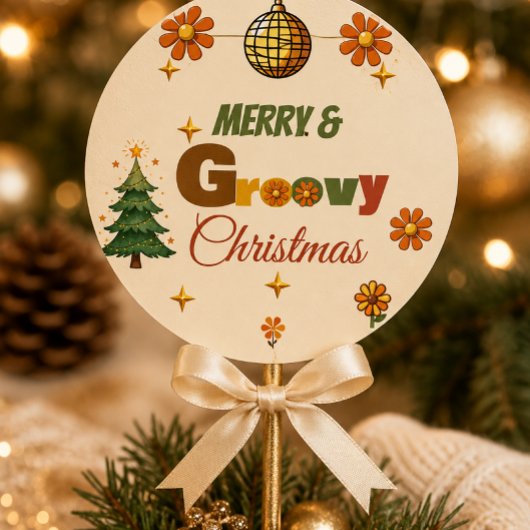 グルービーな70年代のクリスマスパーティー ラウンドシール