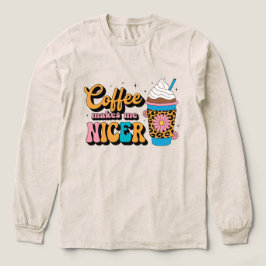 グルービーな70年代ヒョウ柄 コーヒーは私を優しくする トライブレンドTシャツ