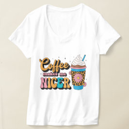 グルービーな70年代ヒョウ柄 コーヒーは私を優しくする Tシャツ