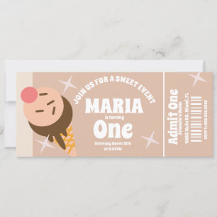 グルービーアイスクリーム誕生日チケットパーティー 招待状