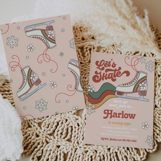 グルービーアイススケートで滑る誕生日招待状 |アイススケート 招待状