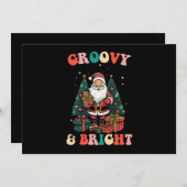グルービーアンドブライトクリスマスサンタホリデイレトロ 招待状 (正面/裏面)
