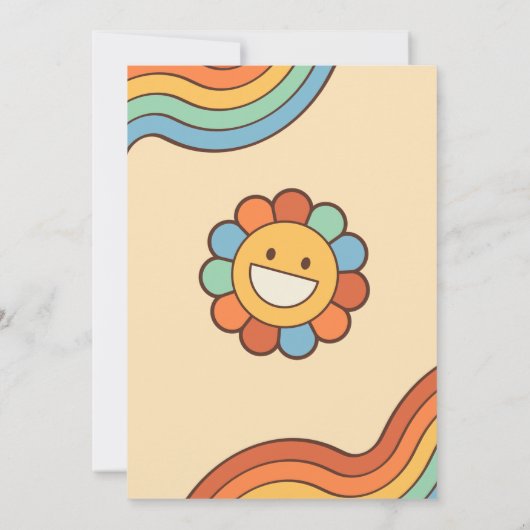 グルービーガールレトロレインボーベビーシャワーパーティー 招待状 (裏面)