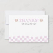 グルービーガール チェック ハッピー フェイス | 1歳の誕生日 サンキューカード (正面)