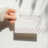 グルービーガール チェック ハッピー フェイス | 1歳の誕生日 サンキューカード