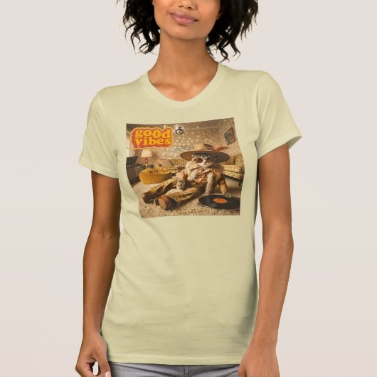 グルービーキャット レトロ70年代 Tシャツ (正面)