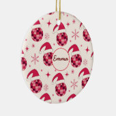 グルービークリスマスサンタディスコボール名前をカスタムする セラミックオーナメント (右)