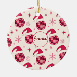 グルービークリスマスサンタディスコボール名前をカスタムする セラミックオーナメント