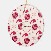 グルービークリスマスサンタディスコボール名前をカスタムする セラミックオーナメント (左)