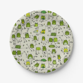 グルービーグリーンカエルのホッピンスティックカエルRibbit ペーパープレート