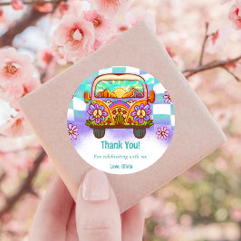 グルービーサンキューボホフローラレインボー ラウンドシール