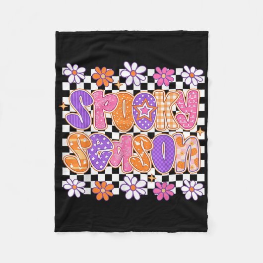 グルービーシー不気味ズン幽霊フラワーハロウィーンコスム フリースブランケット (正面)