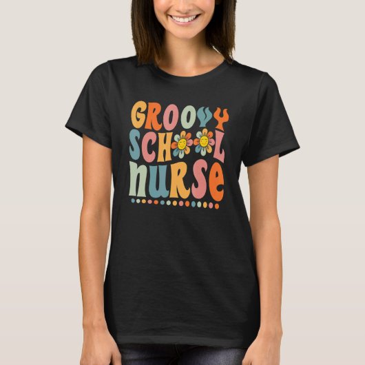 グルービースクールナースカラフルデイジー新学期 Tシャツ (正面)